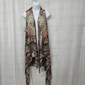 G Vest Boho Sheer Sleeveless Brown Green Fairy Whimsigoth Waterfall L